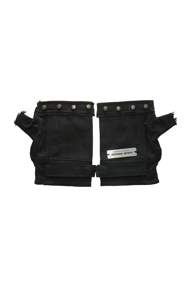 Black Studded Utility Fingerless Gloves