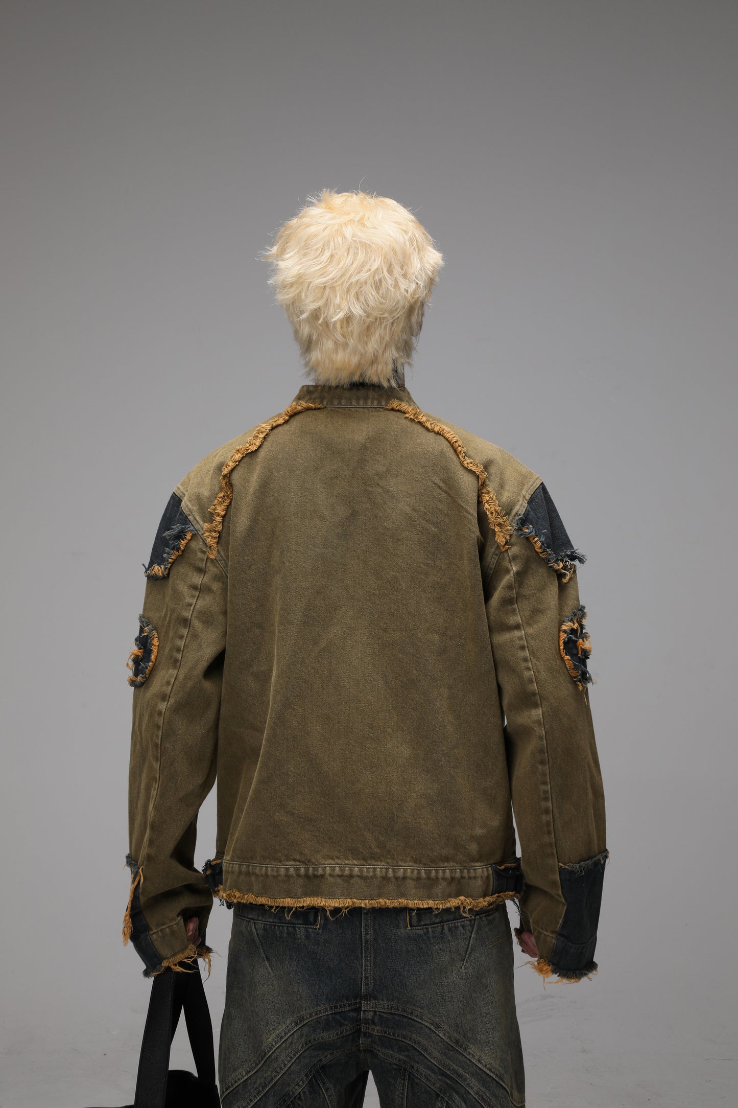 Distressed Patchwork Denim Jacket