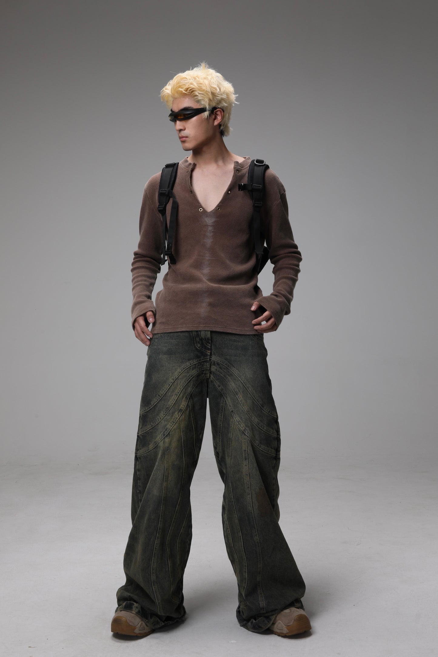 Washed Thermal Henley – Deep V