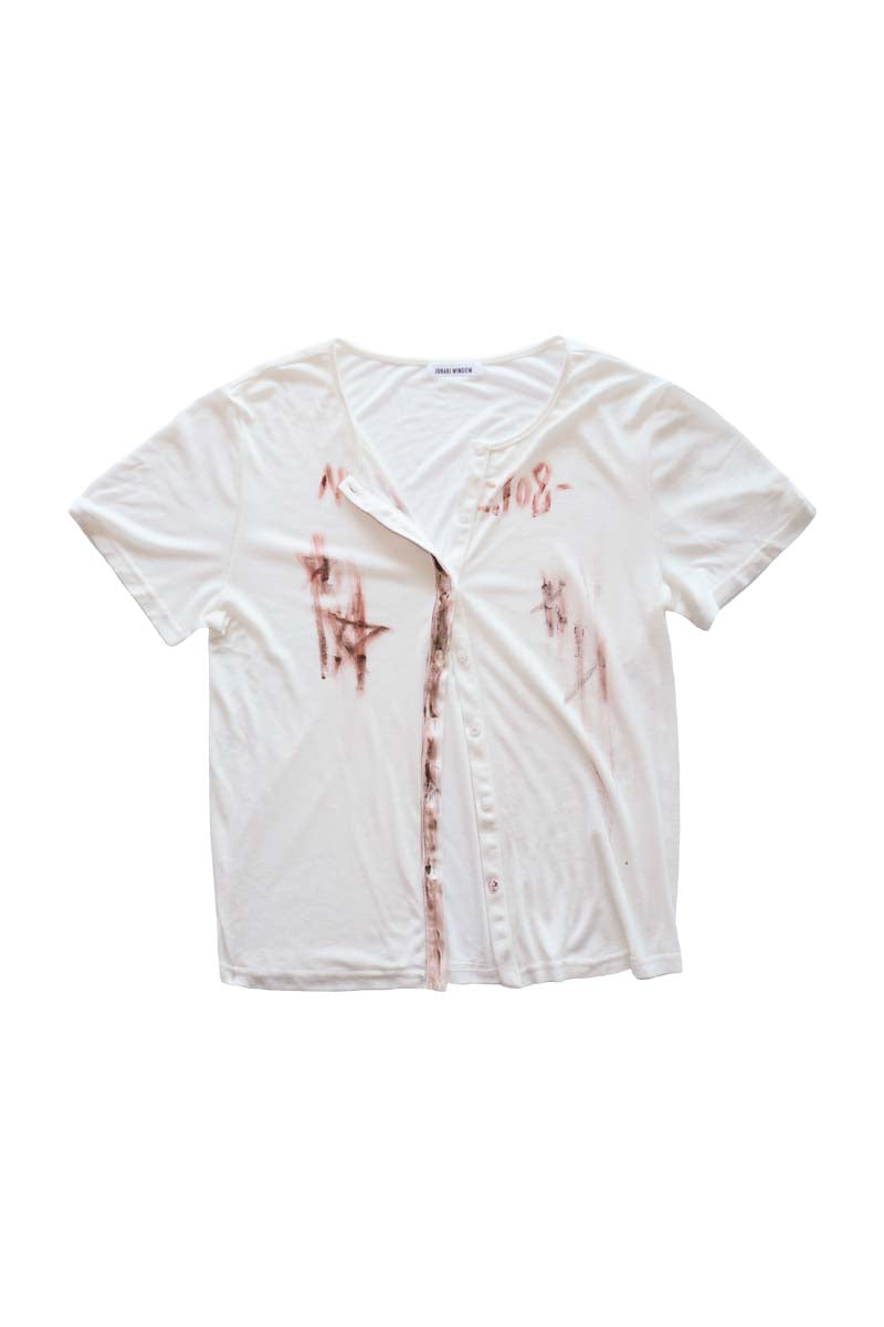 Distressed Button Tee – Rust Stain
