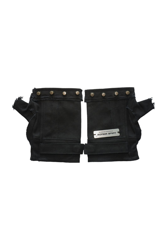 Black Studded Utility Fingerless Gloves