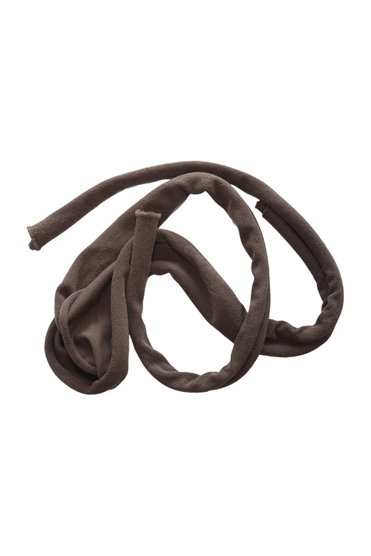 Raw Edge Twisted Jersey Scarf – Mocha Brown