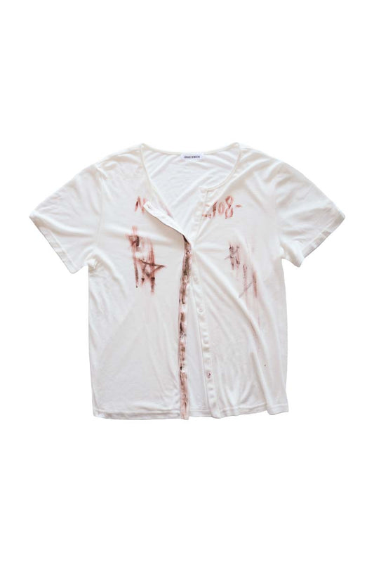 Distressed Button Tee – Rust Stain